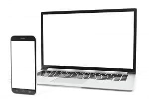 Comparing the screen size of a mobile device and laptop