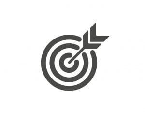 Arrow at the center of a target to represent retargeting