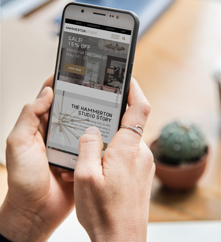 Person using Hammerton mobile website