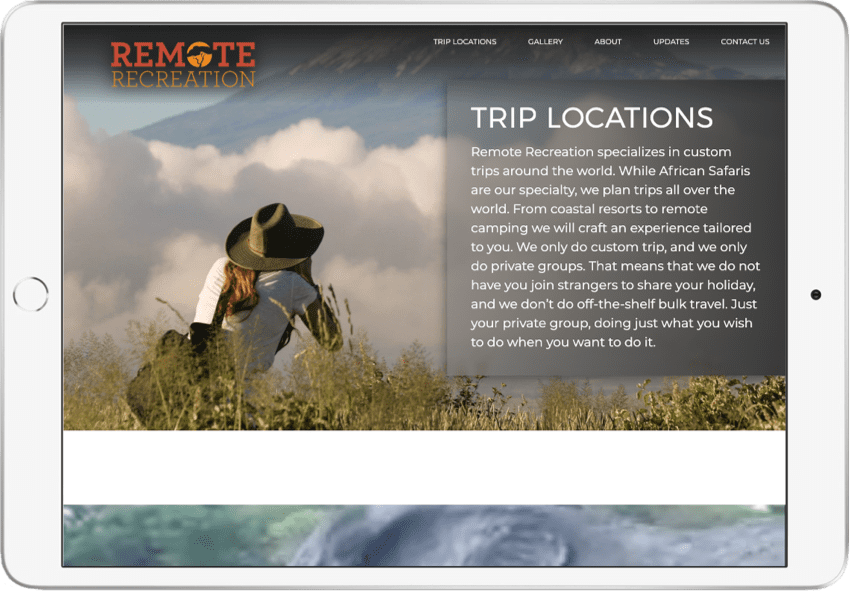 Remote Recreation Tablet Website