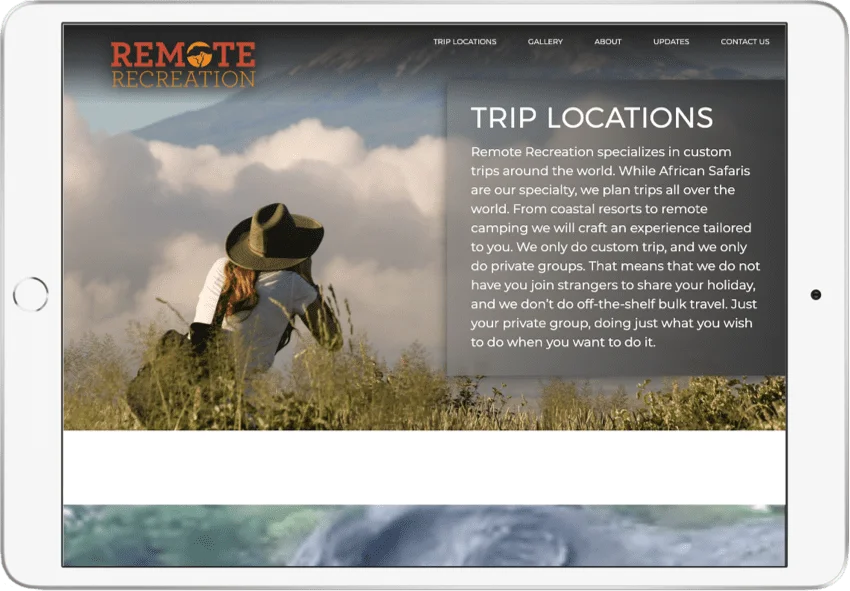 Remote Recreation Tablet Website