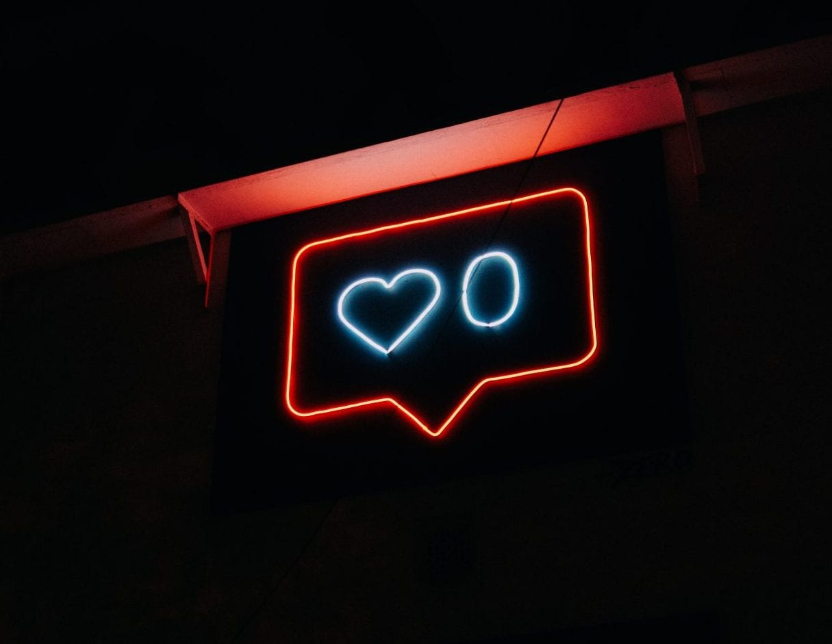 social media heart neon sign