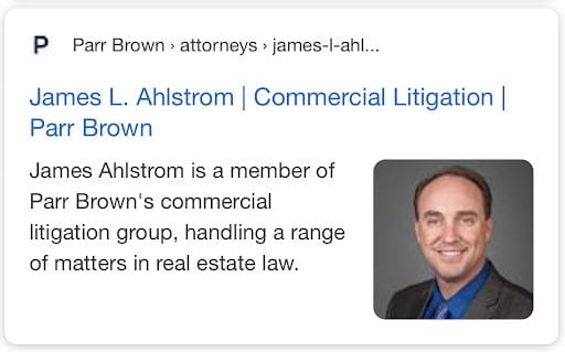 Rich snippet for attorney on google's results page