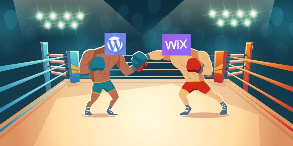 why use WordPress vs why use Wix boxing match