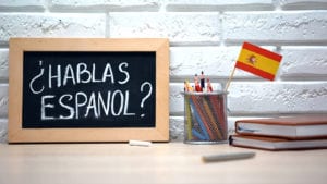 hablas espanol on chalkboard to learn to write a website in spanish