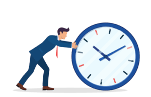 businessman pushing clock saving time hiring web dev consultant